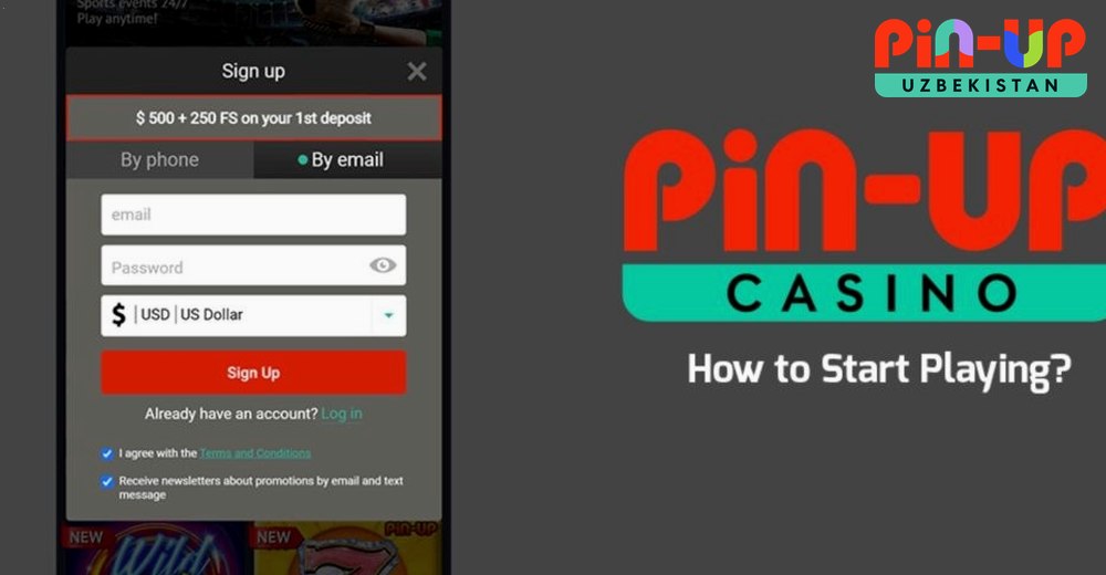 Pin-Up kirish formasi — telefon va email